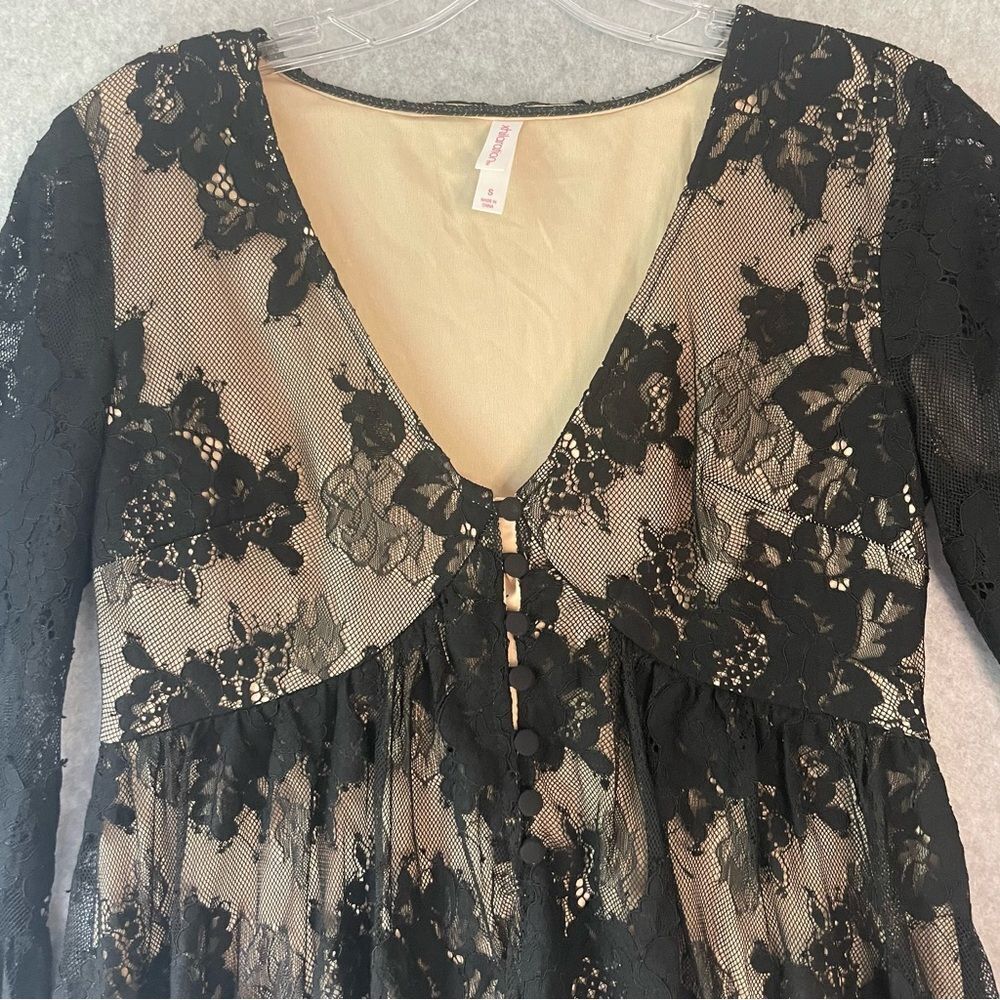 Black Lace Bell Sleeve Dress Small - Picture 3 of 10